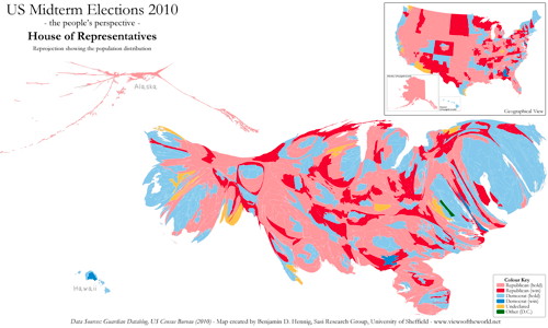 U.S. Midterm Elections 2010 (cartogram)