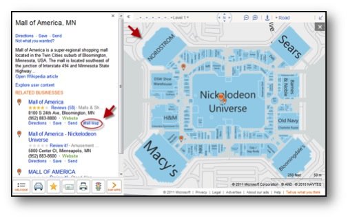 Bing Maps venue maps now feature nine largest US malls