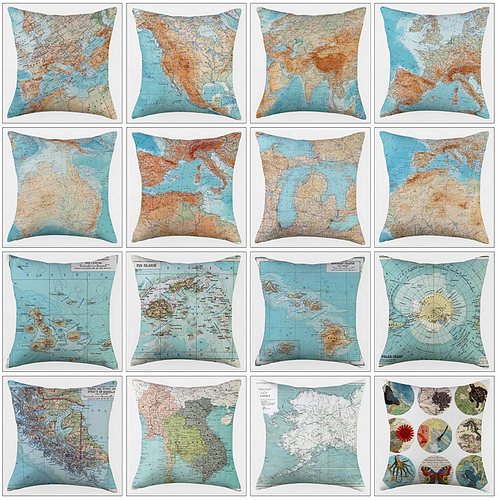 Map pillows